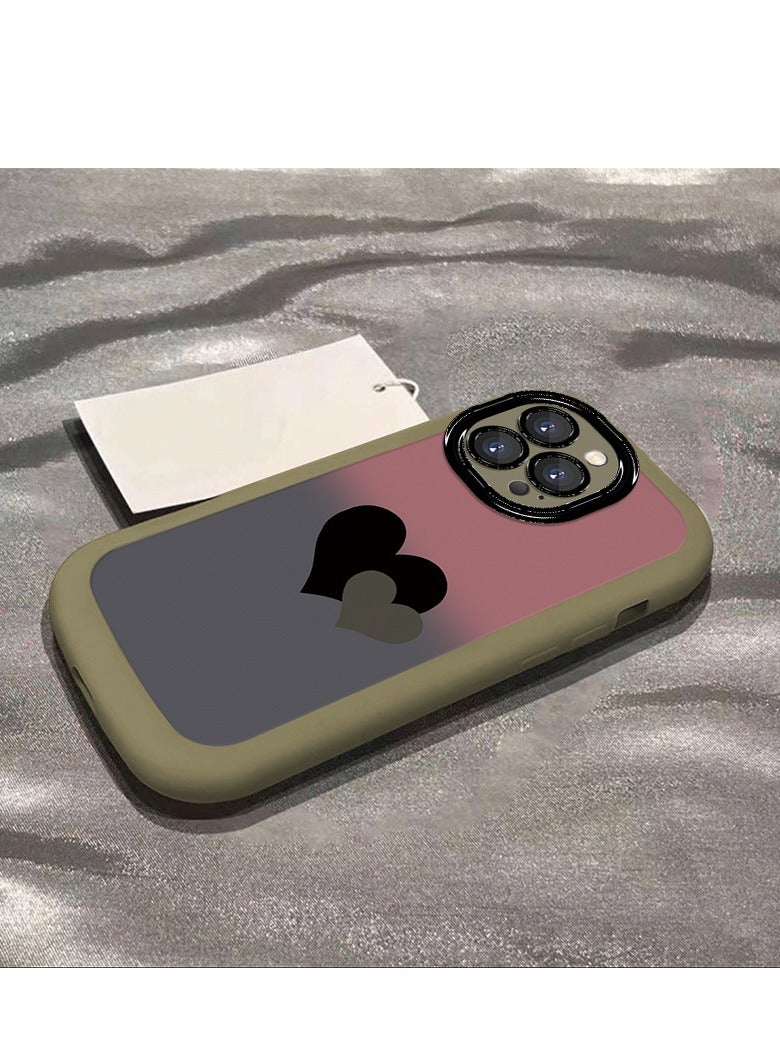 NIBEMINENT Gradient Double Hearts Protective TPU Case Cover For iPhone 15 Pro, Green