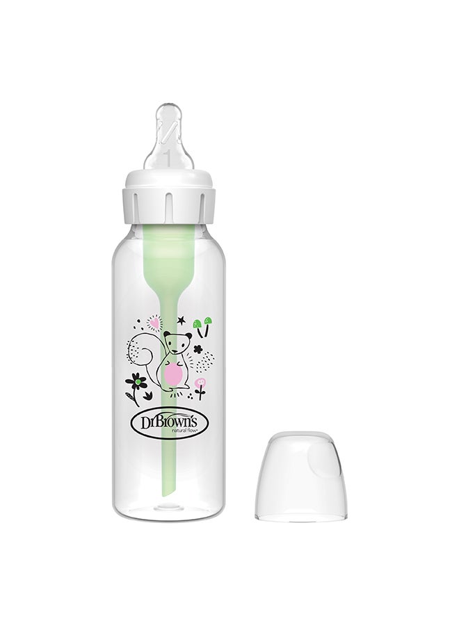 Dr. Brown’s 8 oz/250 mL PP Narrow Anti-Colic Options+ Baby Bottle, Squirrel, 1-Pack - Image 1
