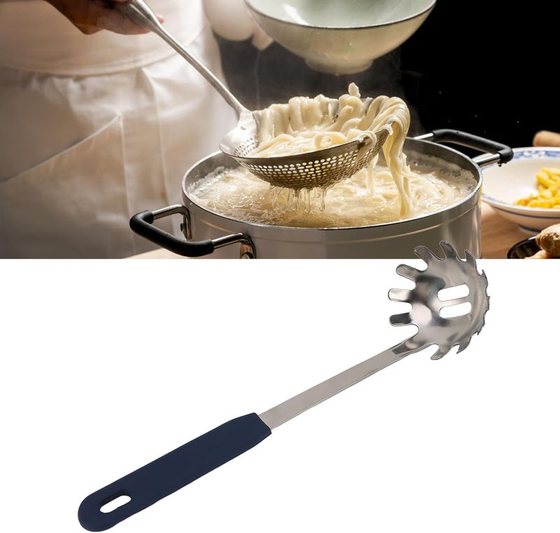 Cuisine Spaghetti Rake, Stainless Steel Pasta Fork, Multi Functional Anti Stick Noodle Server with Hanging Hole for Kitchen Cooking and Serving - Image 2