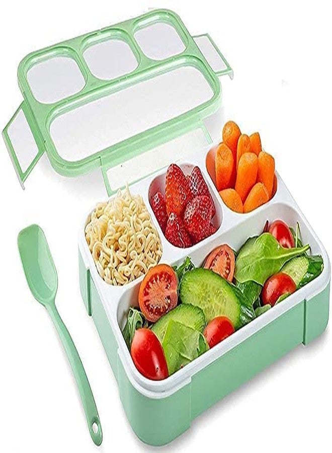 JIGVA 1000 ml 4‑Compartment Grid Lunch Box – Leak‑Proof, Insulated PP with Silicone Seal, Microwave & Dishwasher Safe – Office & School Meal Organizer, Multicolor - Image 1