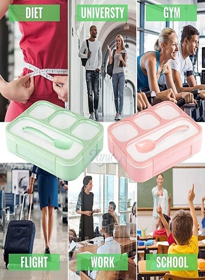 JIGVA 1000 ml 4‑Compartment Grid Lunch Box – Leak‑Proof, Insulated PP with Silicone Seal, Microwave & Dishwasher Safe – Office & School Meal Organizer, Multicolor - Image 4