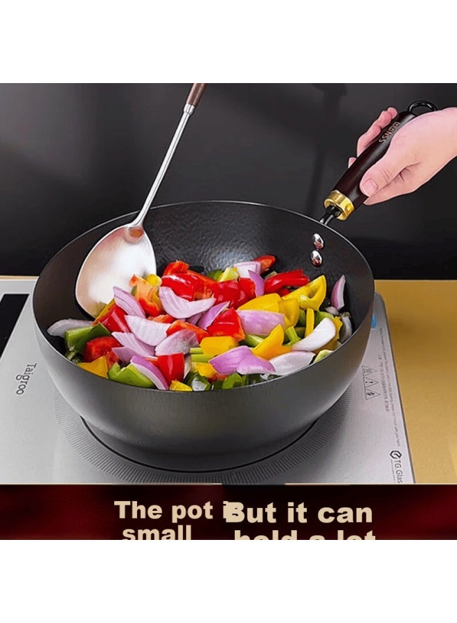 Ssn Small Cast Iron Pan Uncoated Deep Frying Pan For 2-3 People 26cm Induction Gas Stove Cooking Pan - Image 2