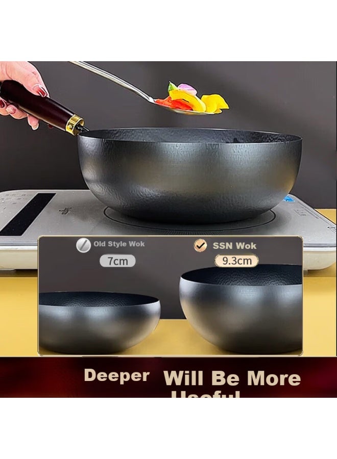 Ssn Small Cast Iron Pan Uncoated Deep Frying Pan For 2-3 People 26cm Induction Gas Stove Cooking Pan - Image 3