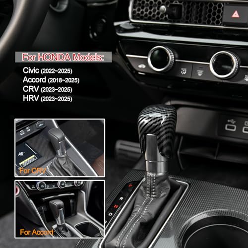 CKE Compatible with Honda Civic 2022 2023 2024 2025 for CRV HRV 2023 2024 2025 for Accord 2018-2024 2025 Accessories Car Center Console Gear Shift Knob Cover Trim Cap -Black Carbon - Image 2