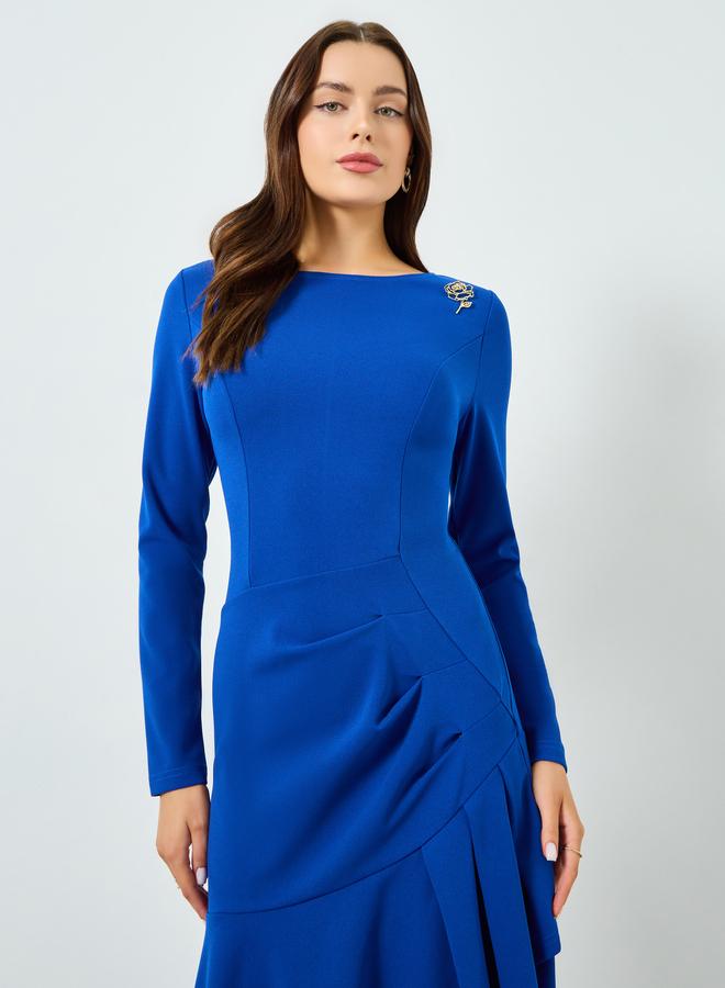 تايك تو فستان ميدي بتفاصيل كشكش وحاشية غير متماثلة - Image 2