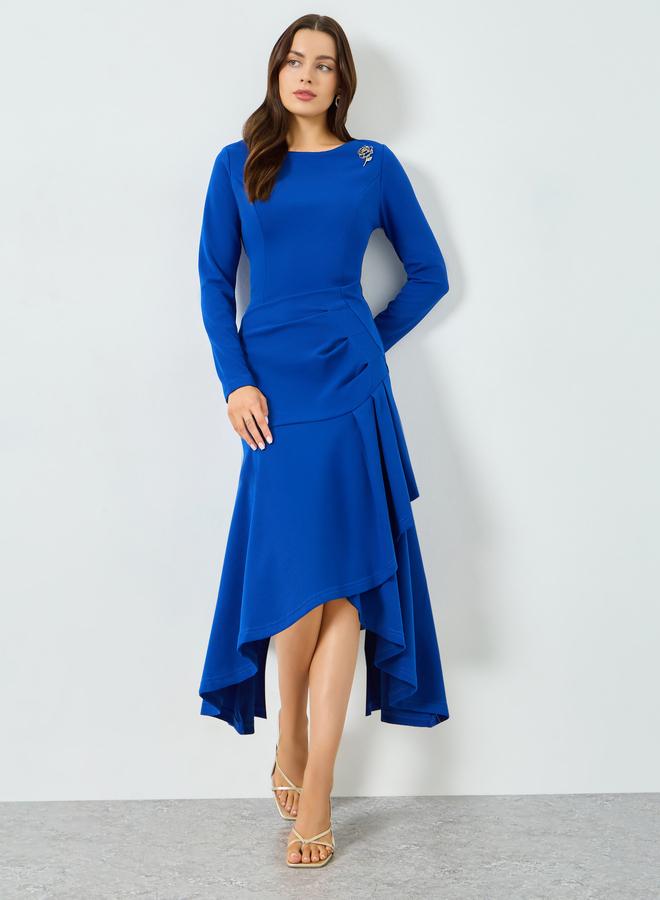 تايك تو فستان ميدي بتفاصيل كشكش وحاشية غير متماثلة - Image 3