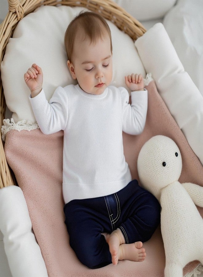 KMBANGI Toddler Baby Girl Plain Shirt Long Sleeve Solid Color Knitted T-Shirt Basic Blouse Kids Casual Pullover Tops Fall (White, 2-3 Years) - Image 4