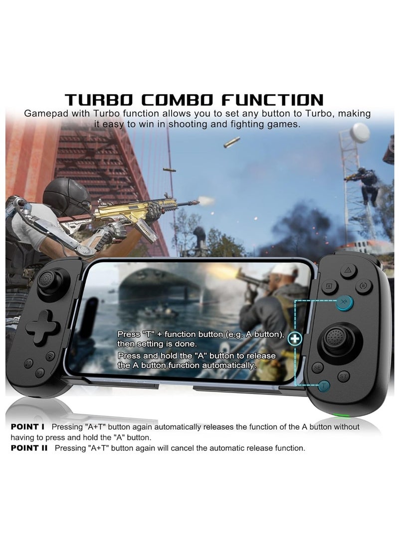 Game Controller For IPhone, IPad, Tablet, PC, Bluetooth 5.0 Low Latency Joystick Gamepad For Call Of Duty, Apex, MFi Games, Cloud Gaming, Steam, Direct Play (Black)  - Image 5