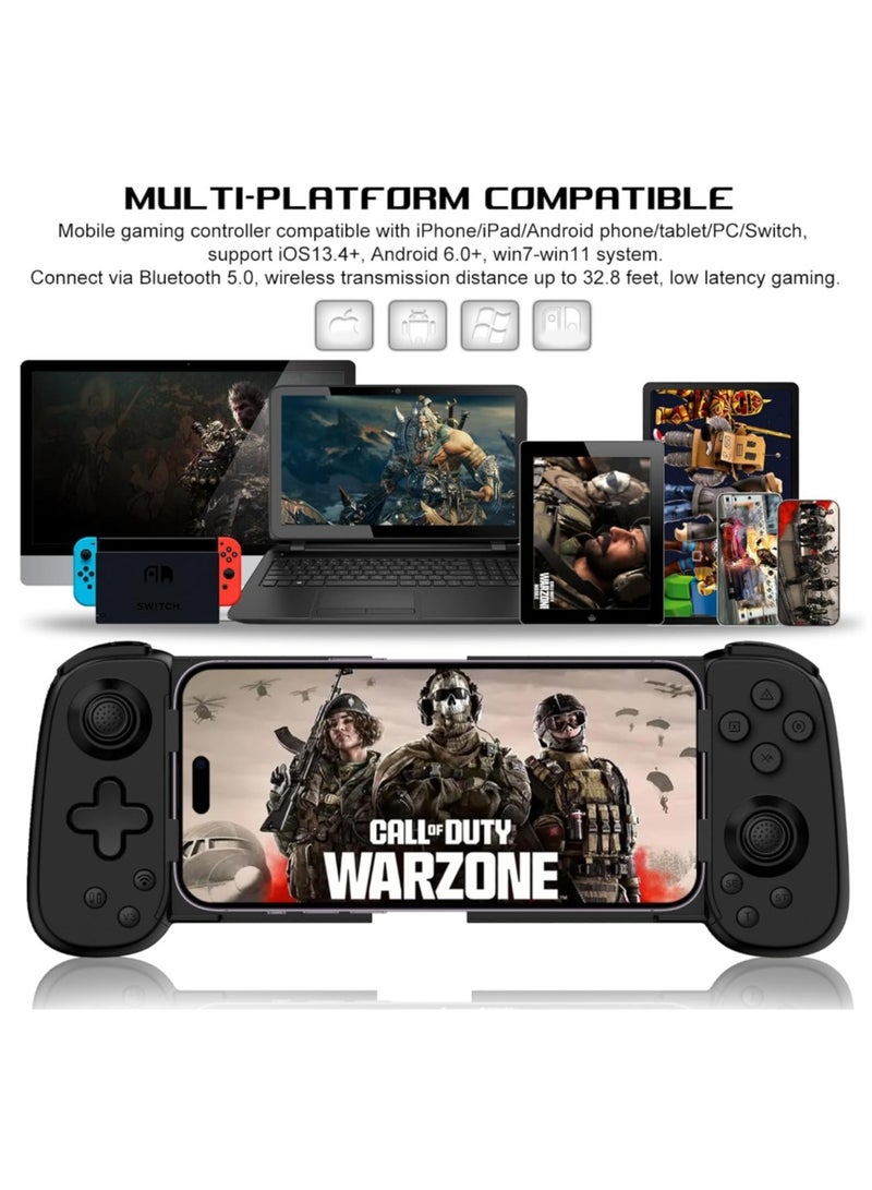 Game Controller For IPhone, IPad, Tablet, PC, Bluetooth 5.0 Low Latency Joystick Gamepad For Call Of Duty, Apex, MFi Games, Cloud Gaming, Steam, Direct Play (Black)  - Image 2
