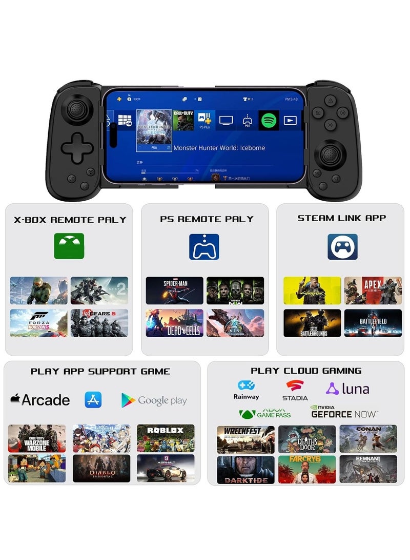 Game Controller For IPhone, IPad, Tablet, PC, Bluetooth 5.0 Low Latency Joystick Gamepad For Call Of Duty, Apex, MFi Games, Cloud Gaming, Steam, Direct Play (Black)  - Image 3