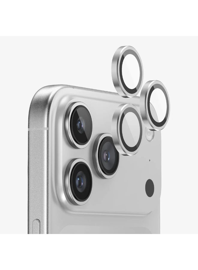 MOCOM Apple iPhone 17 Pro Max/17 Pro Camera Lens Protector, 9H Tempered Glass Screen Protector with Metal Individual Ring, HD Clear Anti-Glare, Scratch-Resistant, Easy Installation - Suitable for Silver - Image 1