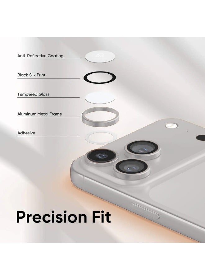 MOCOM Apple iPhone 17 Pro Max/17 Pro Camera Lens Protector, 9H Tempered Glass Screen Protector with Metal Individual Ring, HD Clear Anti-Glare, Scratch-Resistant, Easy Installation - Suitable for Silver - Image 5