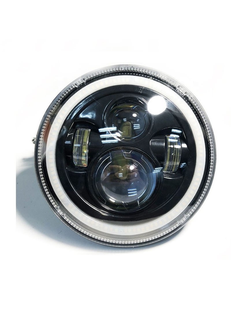 أضواء دراجة نارية معدلة 7 بوصة أضواء LED معدلة مع أضواء تشغيل نهارية ضوء أصفر وأبيض مع هالة - Image 4