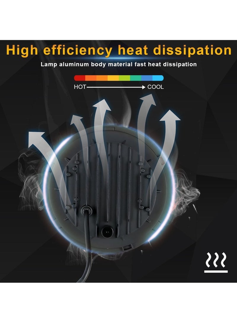 أضواء دراجة نارية معدلة 7 بوصة أضواء LED معدلة مع أضواء تشغيل نهارية ضوء أصفر وأبيض مع هالة - Image 3