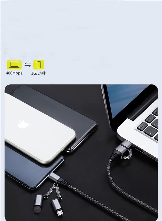 3-In-2 Power Line Data Cable Type-C Micro usb Connector Fast Charging Data Transfer Cable 1.5 Meter - Image 5