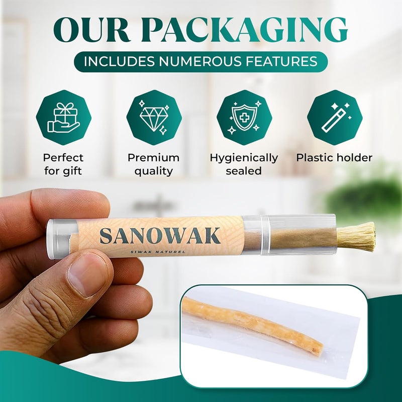 Miswak Stick / 100% Natural Siwak Sticks – 5 Organic Wooden Toothbrushes with Plastic Holder | Teeth Whitening & Oral Care | 100% Chewable & Antibacterial | Eco-Friendly & Vacuum Sealed - Image 3