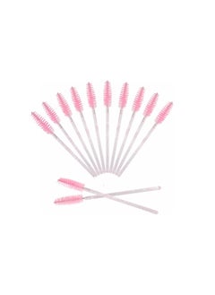 Generic Disposable pink lash brushes, eyebrow spoolies for mascara wands, makeup tools and cosmetics pack. of 12 pcs..  - Image 1