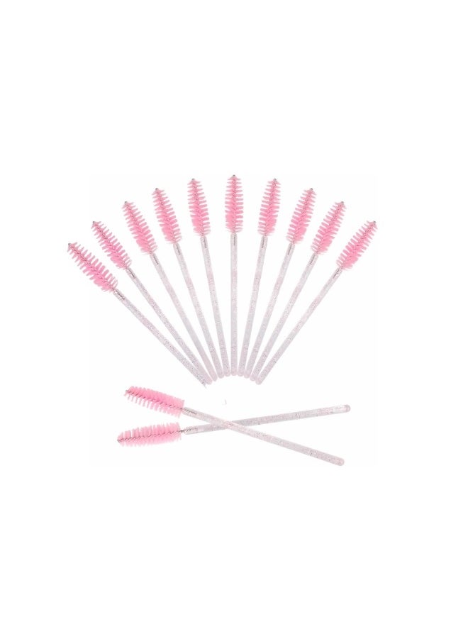 Generic Disposable pink lash brushes, eyebrow spoolies for mascara wands, makeup tools and cosmetics pack. of 12 pcs..  - Image 1