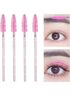 Generic Disposable pink lash brushes, eyebrow spoolies for mascara wands, makeup tools and cosmetics pack. of 12 pcs..  - Image 2