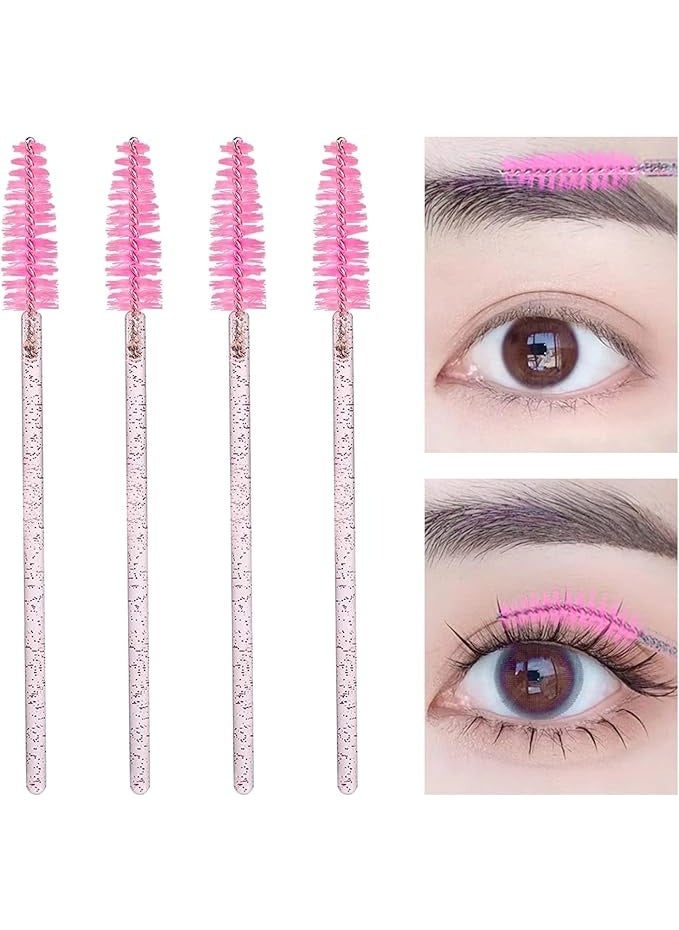 Generic Disposable pink lash brushes, eyebrow spoolies for mascara wands, makeup tools and cosmetics pack. of 12 pcs..  - Image 2