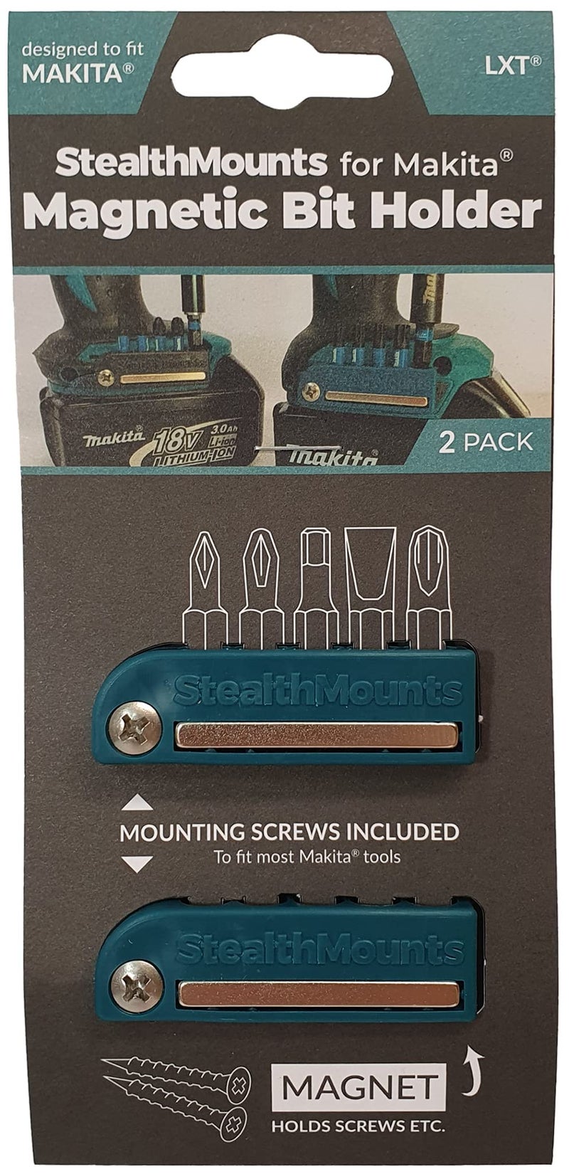 StealthMounts Magnetic Bit Holder for Makita (2 Pack) - Blue | Made in UK - Image 3