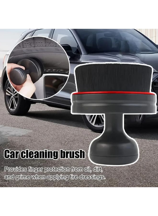 Premium Black Red Vegan Tire Polish Applicator Brush With Stand Durable Nylon Easy To Use - Image 1