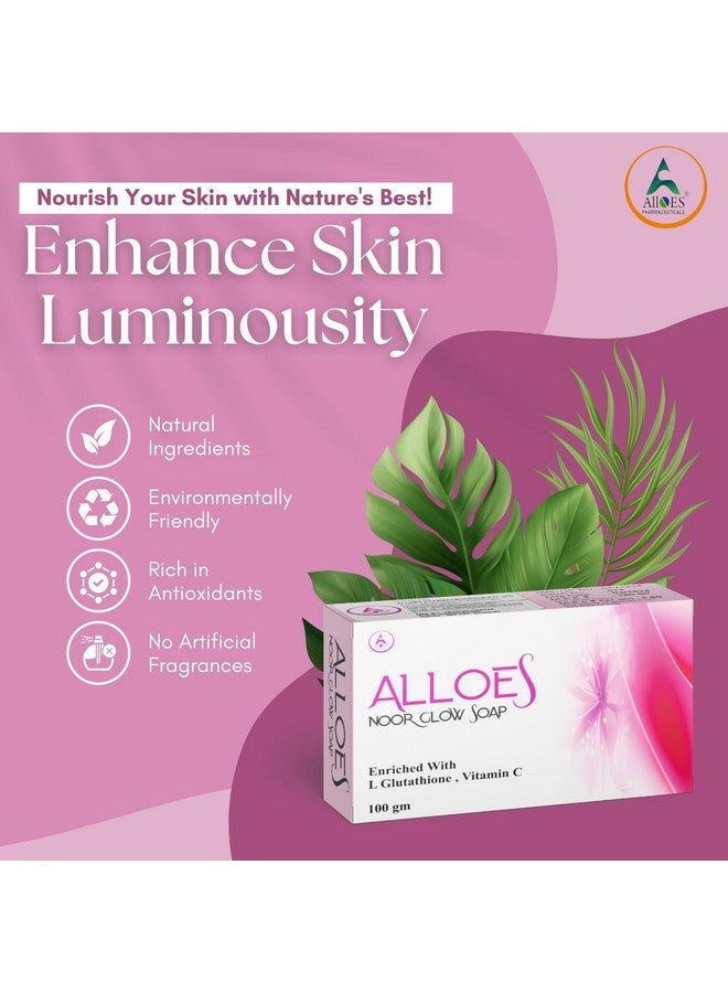 ALLOES PHARMACEUTICALS ALLOES PHARMACEUTICALS Skin lightening Noor Glow Soap | Kojic Acid Soap with L-Glutathione | For Pigmentation, Sun damage, Brightening Underarm & Reduces Dark Spot | Soap for Men & Women | PACK OF 6  - Image 4