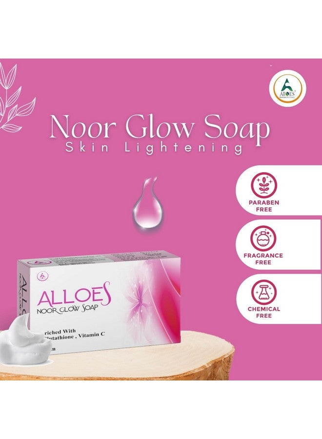 ALLOES PHARMACEUTICALS ALLOES PHARMACEUTICALS Skin lightening Noor Glow Soap | Kojic Acid Soap with L-Glutathione | For Pigmentation, Sun damage, Brightening Underarm & Reduces Dark Spot | Soap for Men & Women | PACK OF 6  - Image 5