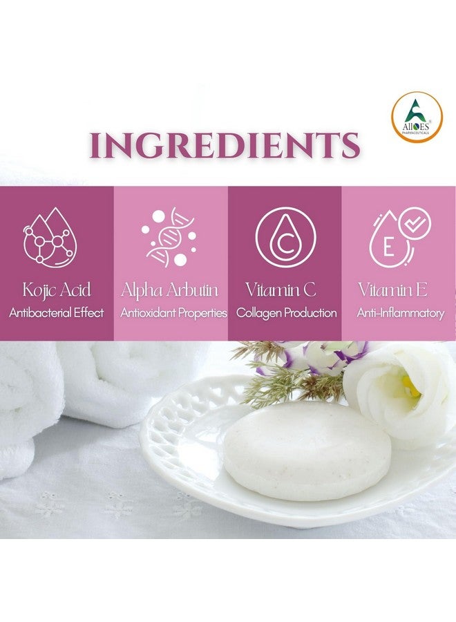 ALLOES PHARMACEUTICALS ALLOES PHARMACEUTICALS Skin lightening Noor Glow Soap | Kojic Acid Soap with L-Glutathione | For Pigmentation, Sun damage, Brightening Underarm & Reduces Dark Spot | Soap for Men & Women | PACK OF 6  - Image 3