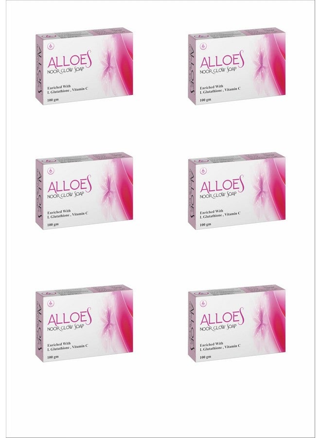 ALLOES PHARMACEUTICALS ALLOES PHARMACEUTICALS Skin lightening Noor Glow Soap | Kojic Acid Soap with L-Glutathione | For Pigmentation, Sun damage, Brightening Underarm & Reduces Dark Spot | Soap for Men & Women | PACK OF 6  - Image 1
