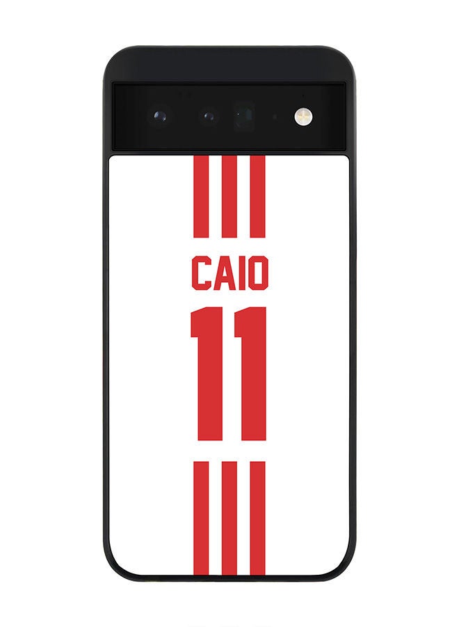 Stylizedd Rugged Black edge case for Google Pixel 6 5G Slim fit Soft Case Flexible Rubber Edges Anti Drop TPU Gel Thin Cover - Football Team - UAE Player Name - Caio - Image 1