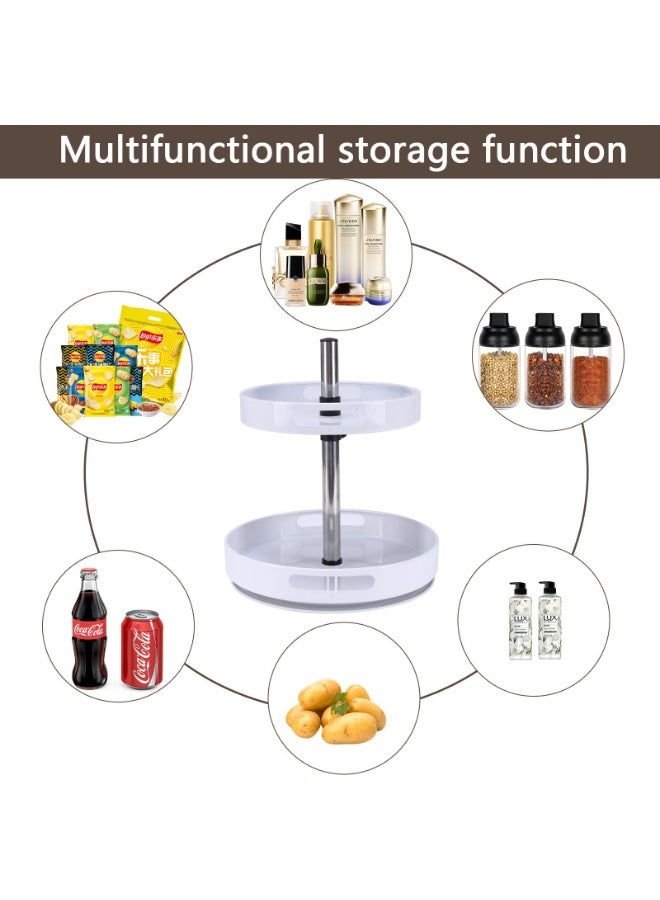 كينجمازي منظم رف توابل من طبقتين، منظم توابل قابل لتعديل الارتفاع من Lazy Susan، حامل رف قابل للدوران 360 درجة للمطبخ، الخزانة، تخزين المؤن، سطح العمل، تخزين المؤن، الحمام - Image 3