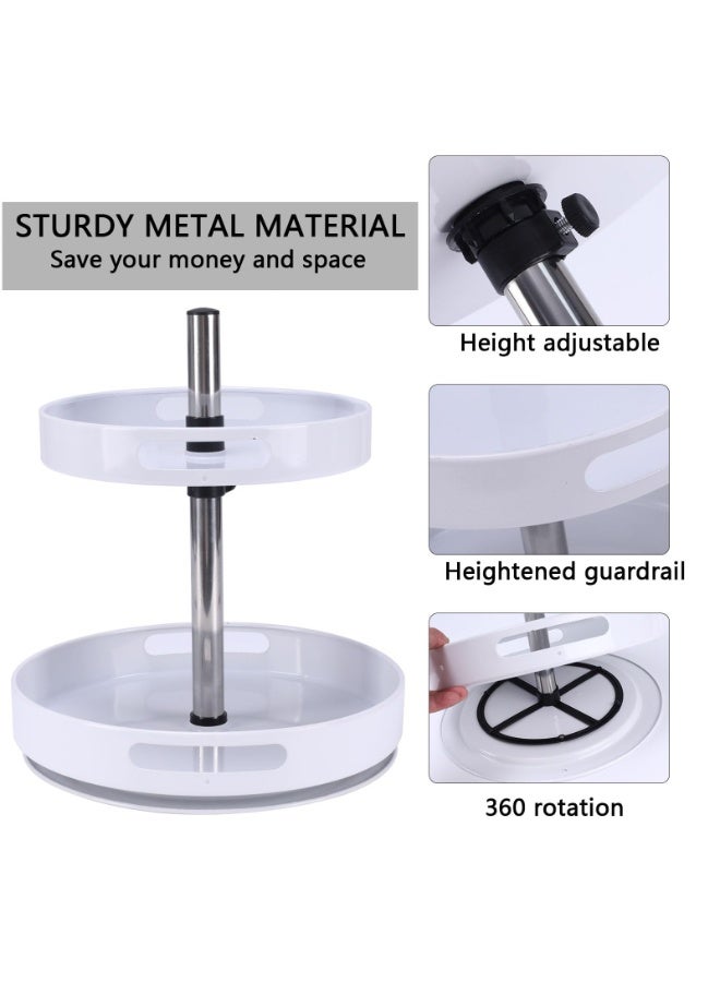 كينجمازي منظم رف توابل من طبقتين، منظم توابل قابل لتعديل الارتفاع من Lazy Susan، حامل رف قابل للدوران 360 درجة للمطبخ، الخزانة، تخزين المؤن، سطح العمل، تخزين المؤن، الحمام - Image 2