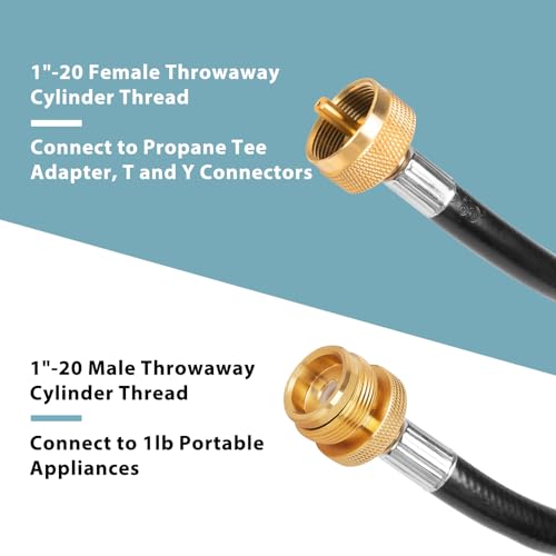 SHINESTAR 12 Feet Propane Hose Extension for Propane Tree, Compatible with Mr. Heater Buddy Heater, Coleman Camping Stove and Other 1LB Propane Appliances - Image 2