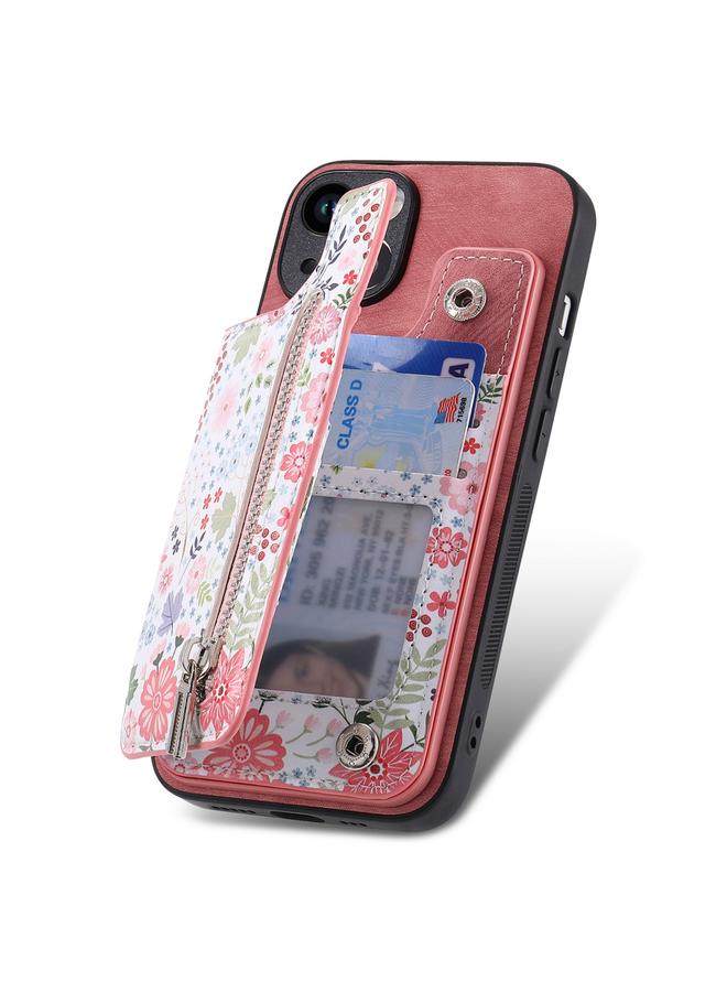 S-TOP Case For iPhone 11 Pro Retro Painted Zipper Wallet Back Phone Case - Image 3