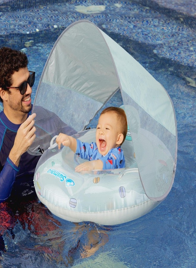 Swimava G3 Baby Seat Ring with Canopy (Age 6-36 Months) - Inflatable Swimming Float, Foldable Lightweight Pool Swim Training Aid for Babies, Infants and Toddlers (Le Macaron) - Image 1