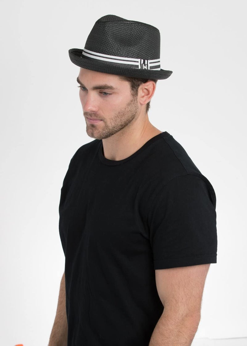 Peter Grimm Depp Natural Straw Fedora - Black (L/XL) - Image 3