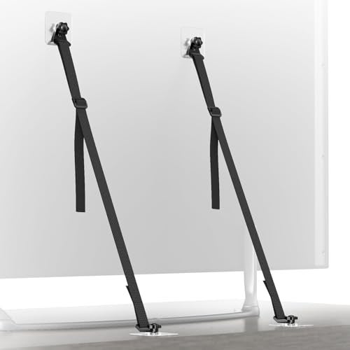 IMtKotW 2 Pcs Tv Safety Straps AdjustableNo Drill Anti Tip Furniture Anchors for Baby ProofingAdhesiveScrew Fastening Type Furniture Wall Anchor Earthquake Straps - Image 1
