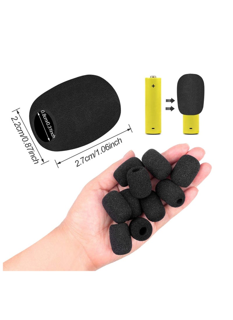 Lapel Microphone Windscreen, for Variety of Headset Microphone, Tough Sponge Material, Microphone Noise Reduction, Black, 10 Pack