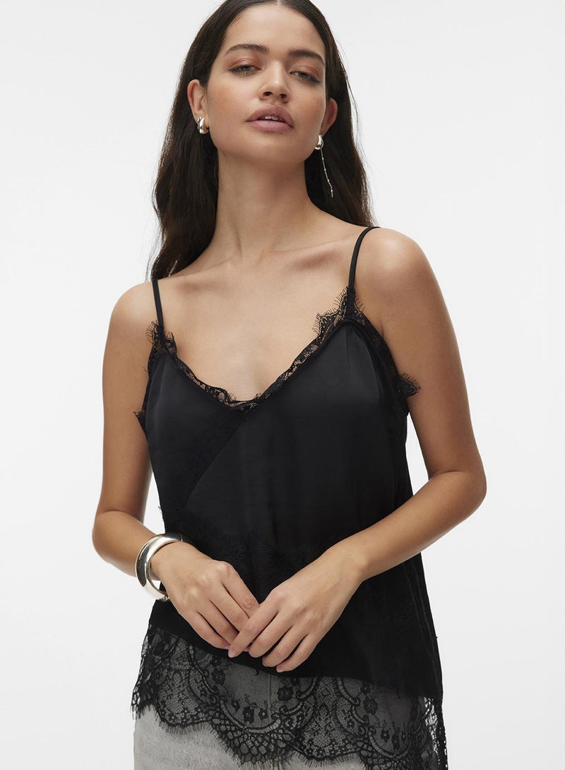 VERO MODA قمة فم جوليا غير متماثلة مزينة بالدانتيل - Image 1