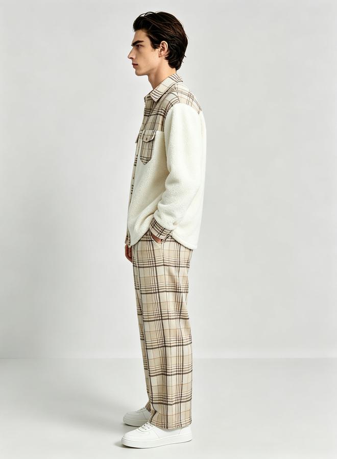 Take Two Men Checked Panel Fleece Shirt - Image 2