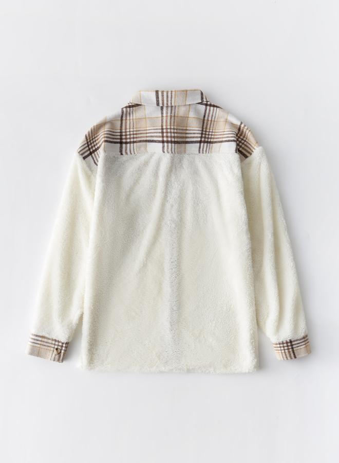 Take Two Men Checked Panel Fleece Shirt - Image 5