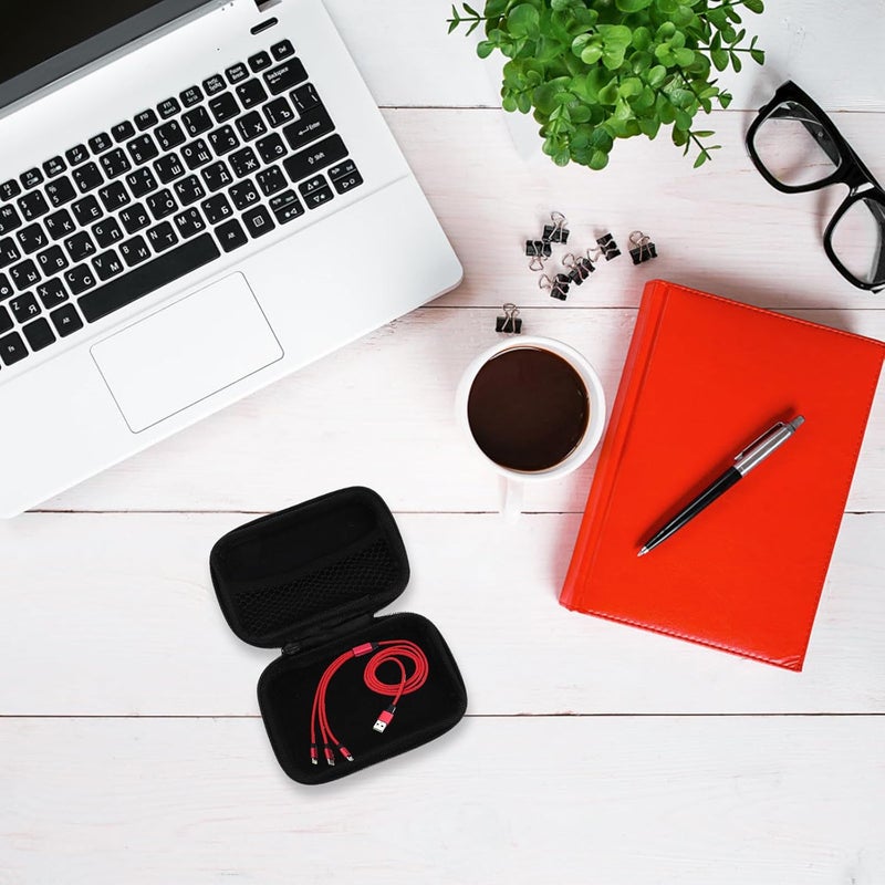 Portable Cable Organizer Bag for Travel and Electronics Accessories, Black Cord Storage Pouch with Zipper for Earphones and Charging Cables - Image 4