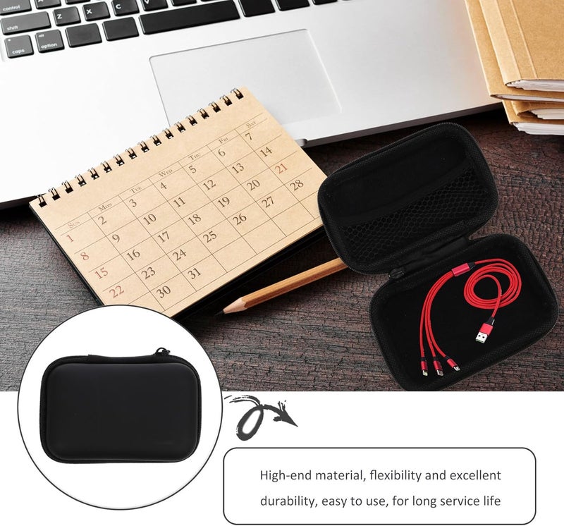 Portable Cable Organizer Bag for Travel and Electronics Accessories, Black Cord Storage Pouch with Zipper for Earphones and Charging Cables - Image 3