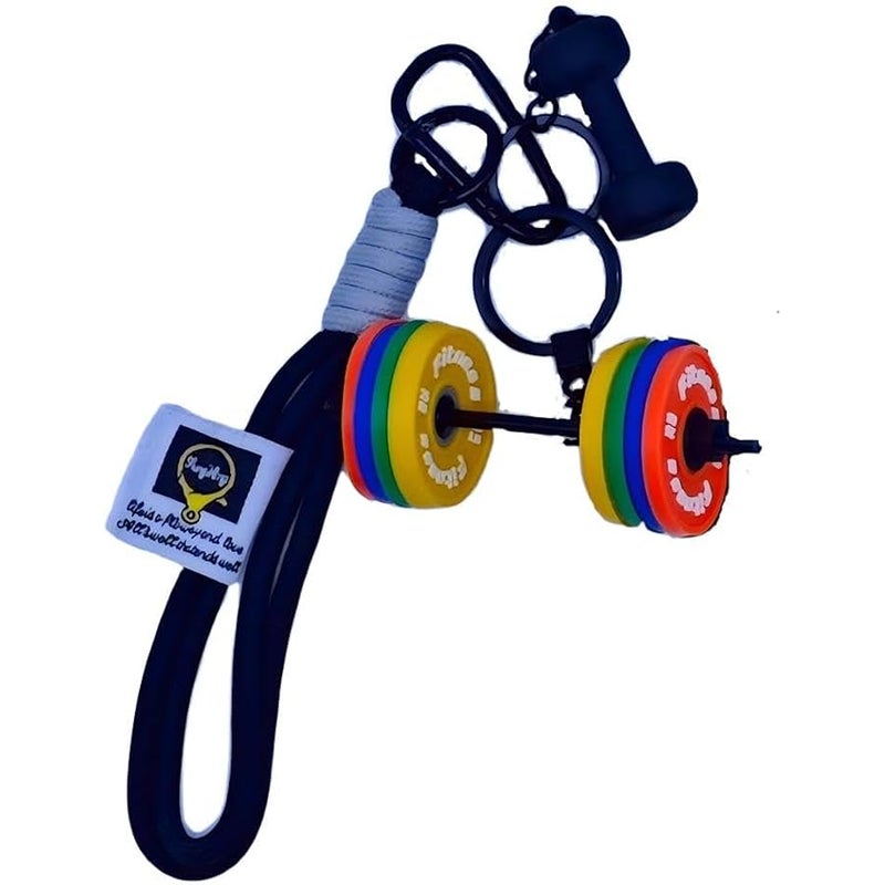 Bandfol Fitness Keychain Silicone Barbell Key Chain with Rope Handle for Gym Lover - Image 1