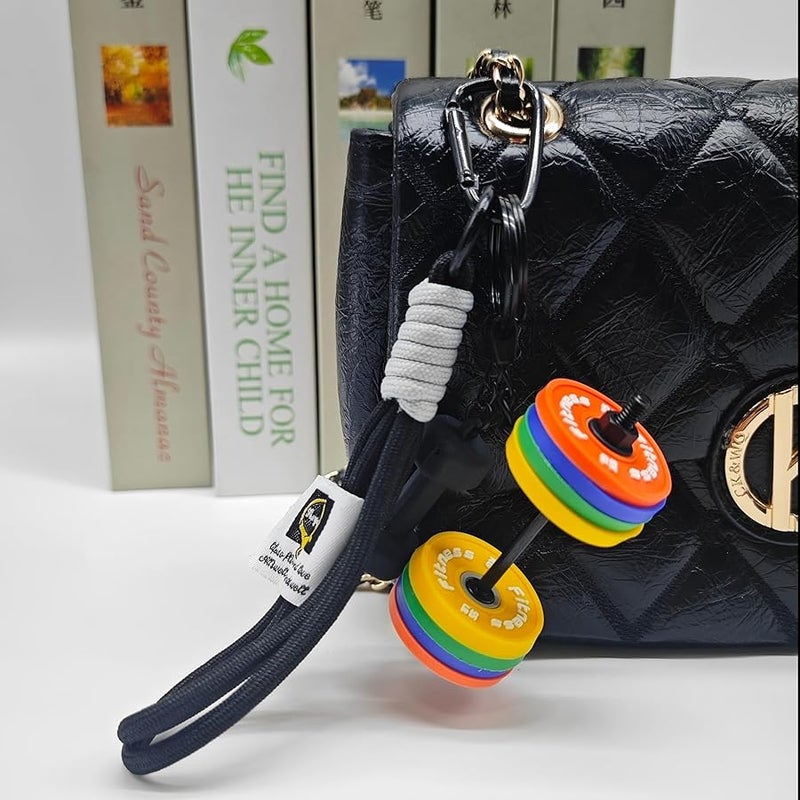 Bandfol Fitness Keychain Silicone Barbell Key Chain with Rope Handle for Gym Lover - Image 3