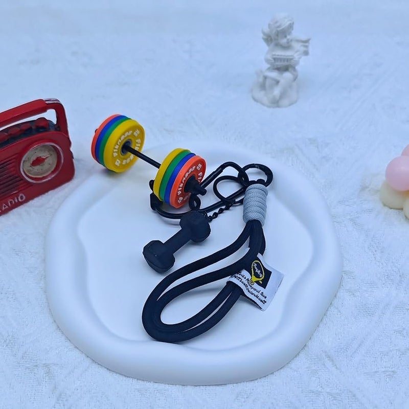 Bandfol Fitness Keychain Silicone Barbell Key Chain with Rope Handle for Gym Lover - Image 2
