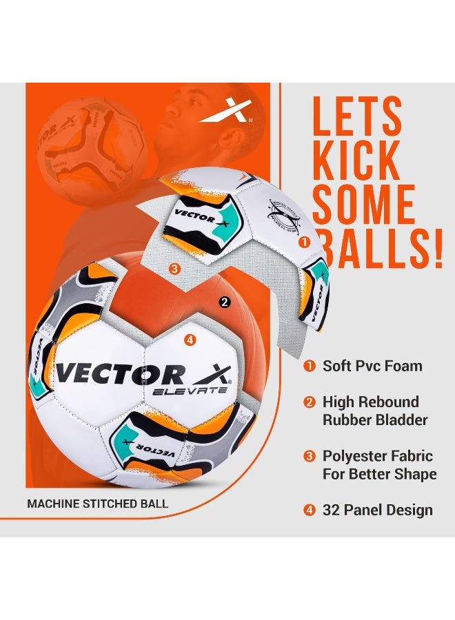 Vector X Elevate PVC Football – Multicolor, Size 5, Machine Stitched, Pump Included, Training & Match Use - Image 2