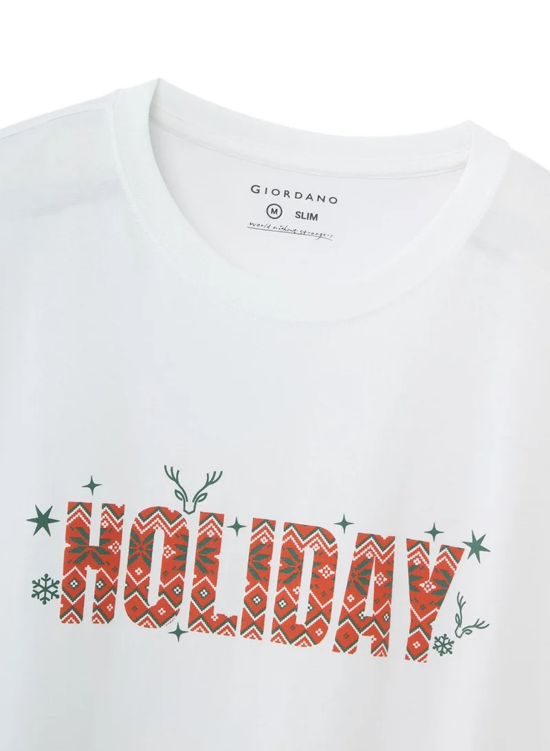 GIORDANO  Men’s Slim Fit Christmas Holiday Cotton T-Shirt for Men | Best Price UAE