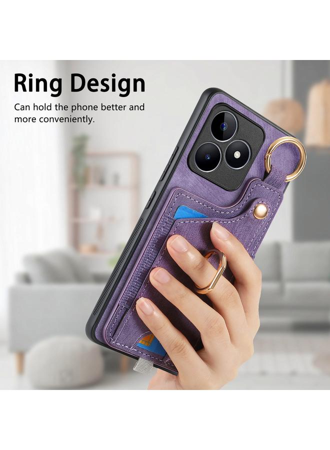 S-TOP Case For Realme 10 4G Retro Skin-feel Ring Card Bag Phone Case with Hang Loop - Image 5
